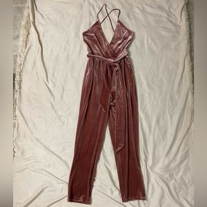 Express Pink Velvet Jumpsuit - only worn once!